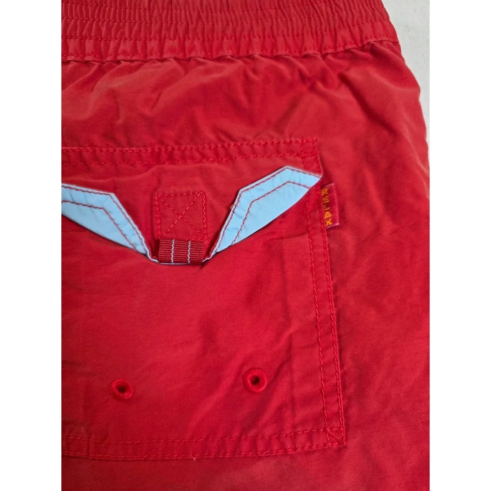 Tommy Bahama Relax Men M Red Swim Trunks Lined Board Shorts Solid Cotton Blend